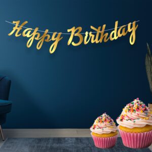 Cursive Birthday Banner Gold (Pack of 01 set)